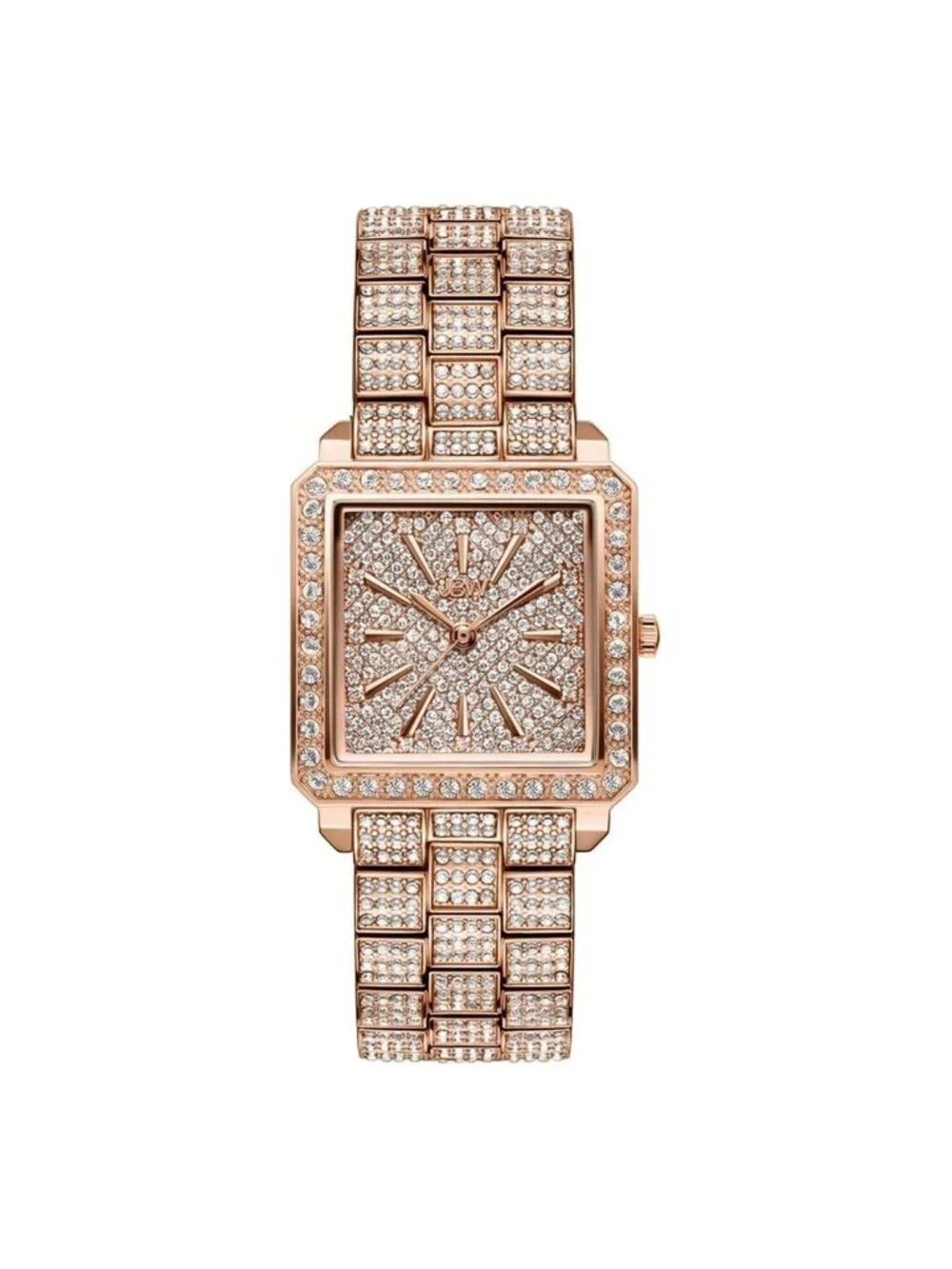 NWT JBW Cristal Quartz Diamond Crystal Rose Dial Ladies Watch